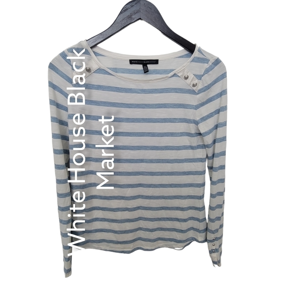 WHITE House Black Market Striped Top Size XS